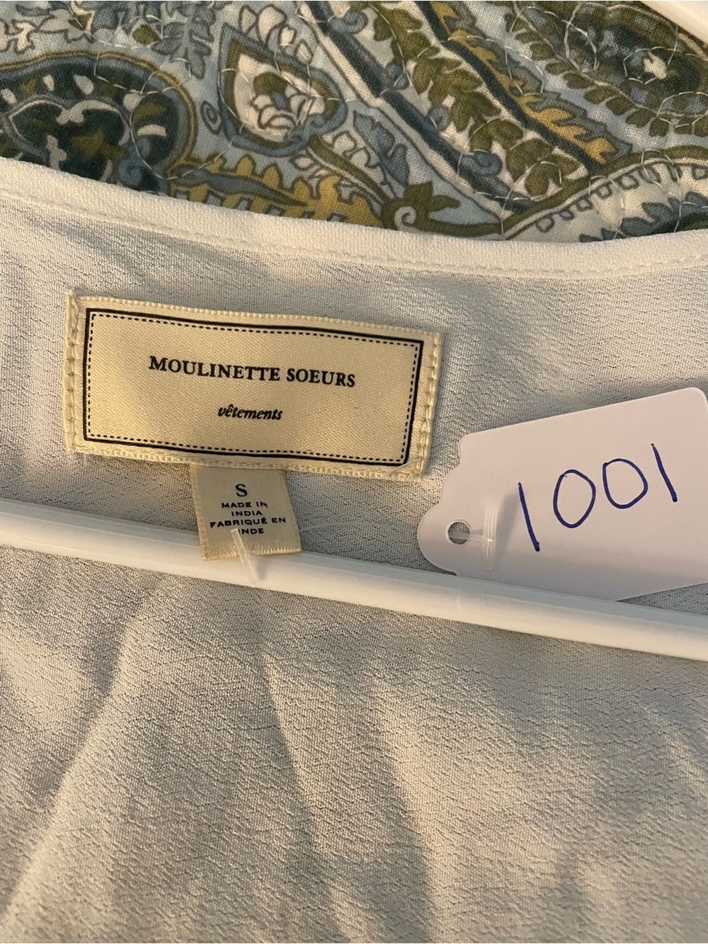 ✨ Anthropologie Moulinette Soeurs Embellished Blouse Size S 🤍 Beaded Pintuck Top - Picture 8 of 10